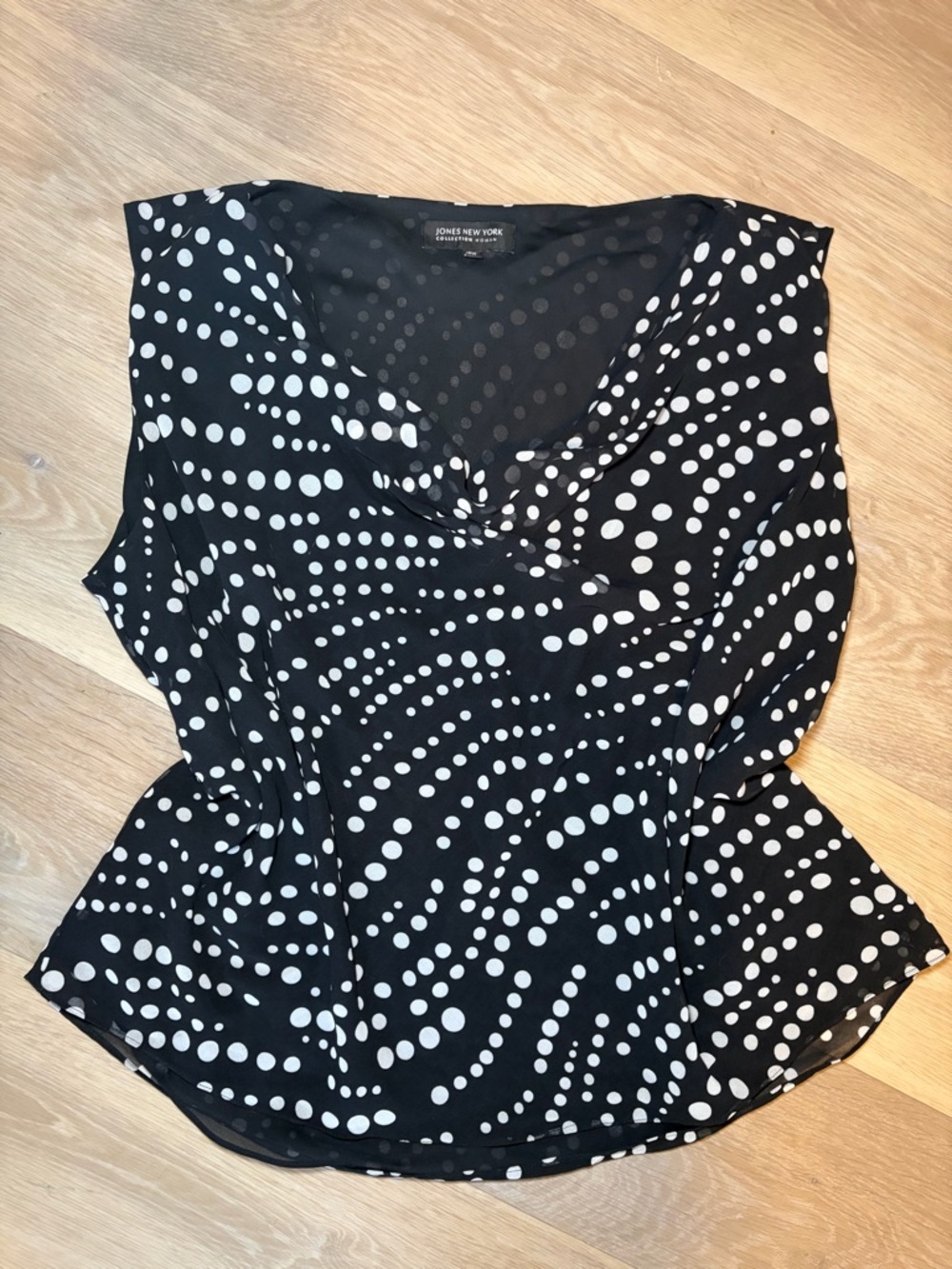 Jones New York Polka Dot Cowl Neck Blouse Size 18W Black White - Picture 4 of 8